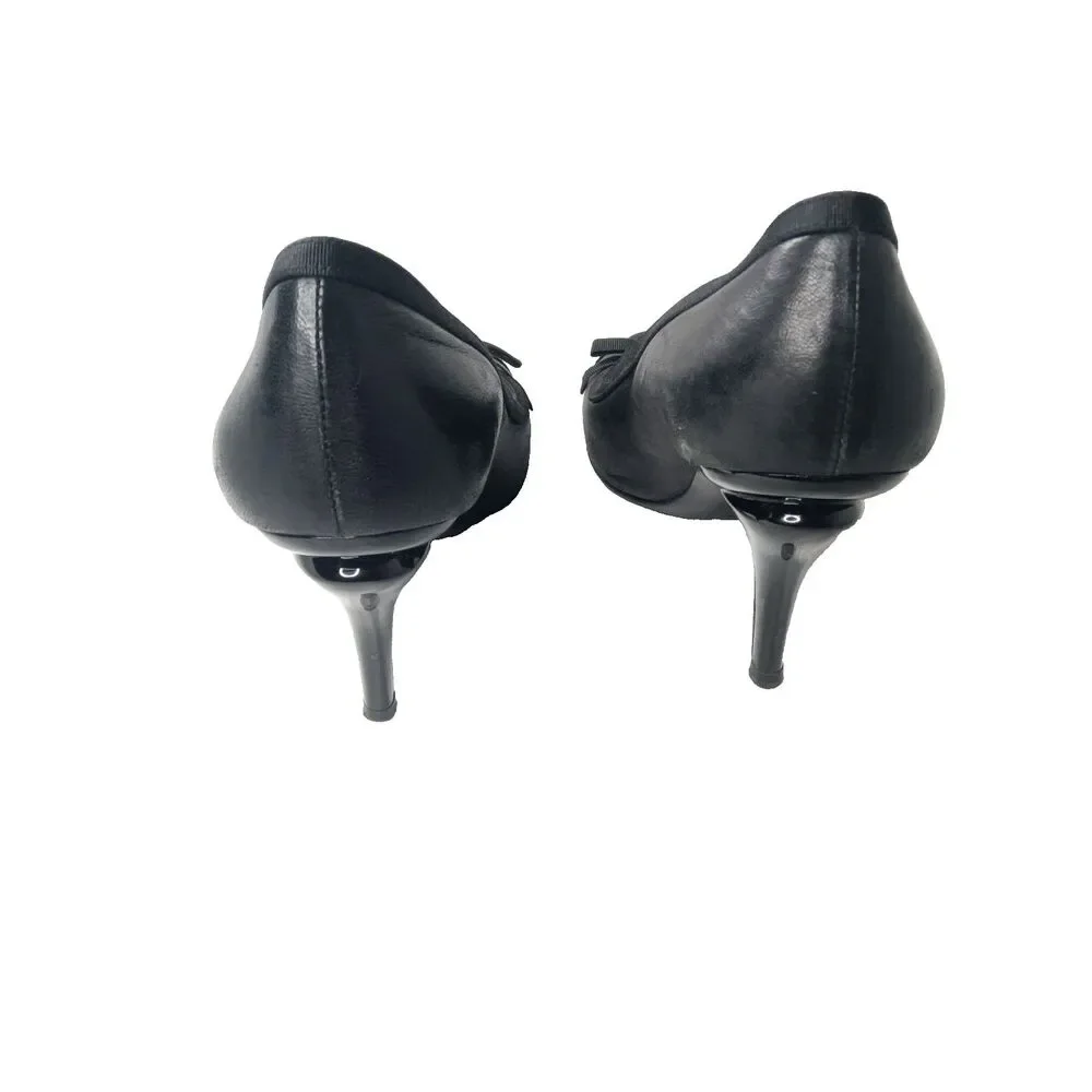 CHANEL black leather~satin